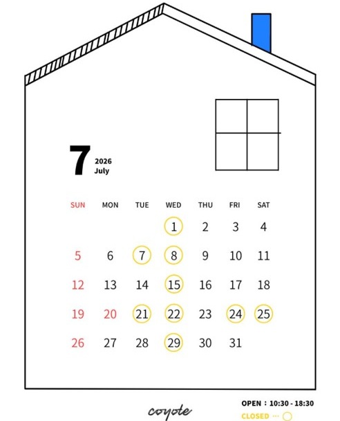 coyote7月の営業日